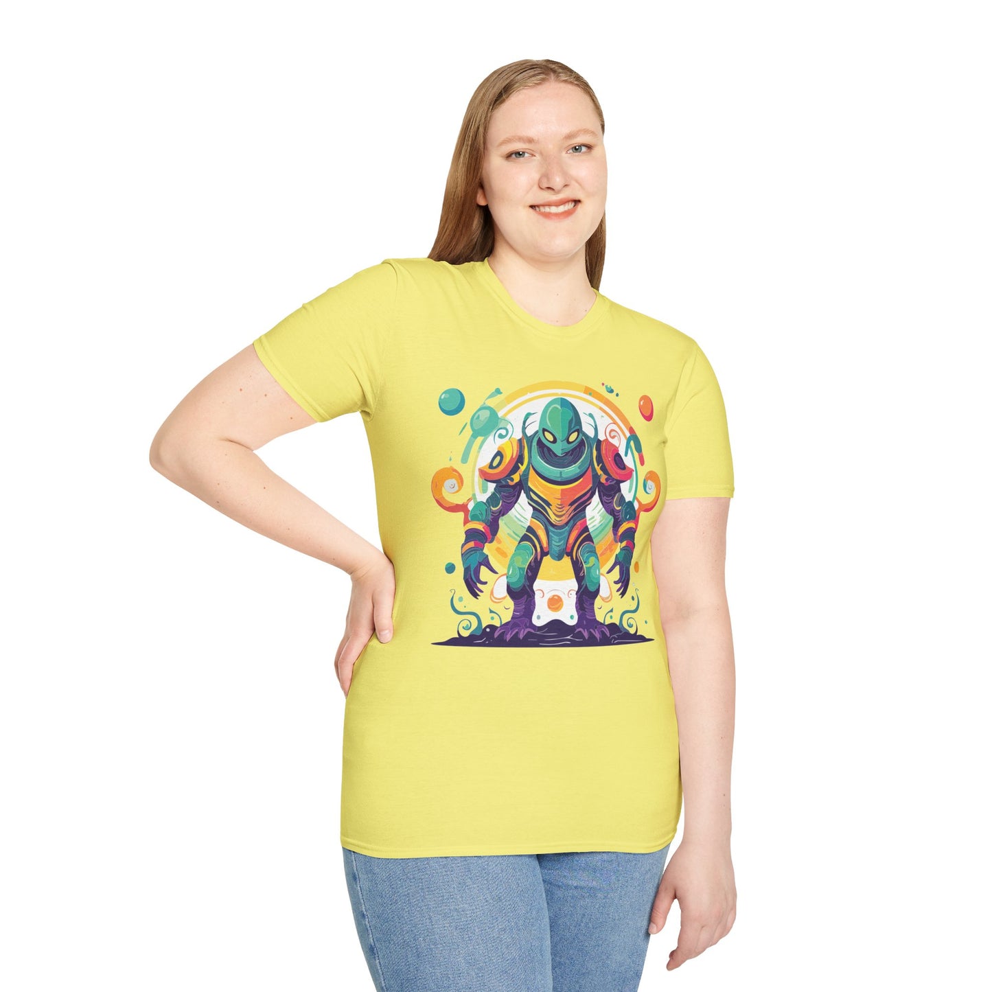 Cosmos Alien T Shirt Unisex Softstyle 64000 with Art Design Durable Comfort Artwork Tee