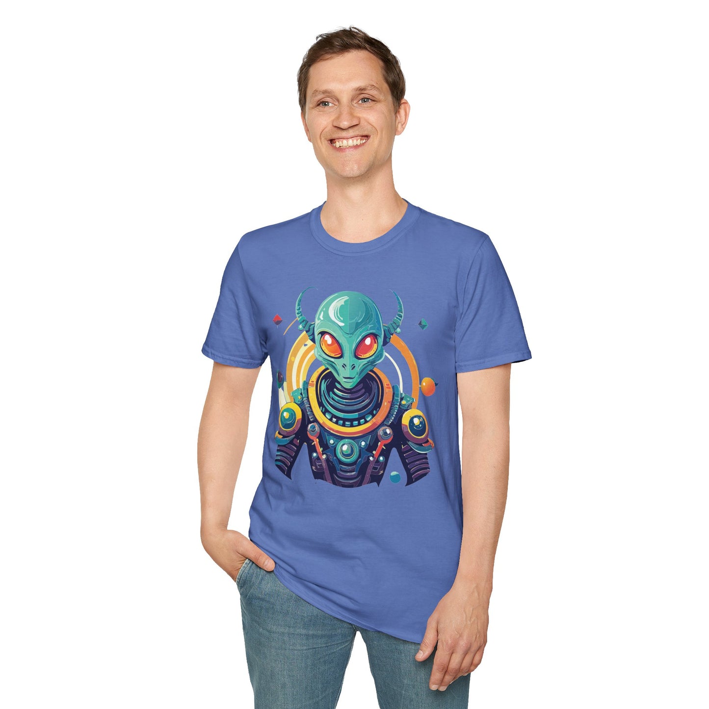 Alien Cosmos T Shirt Unisex Softstyle Cotton Tee With Alien Art Design Premium Comfort