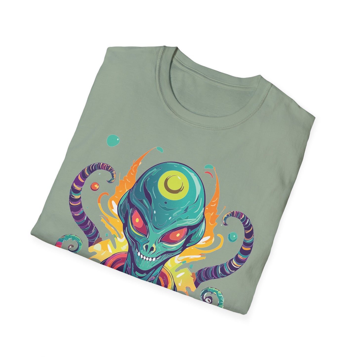 Alien Cosmos Unisex T Shirt With Aliens Design Gildan Softstyle 64000 Comfortable Lightweight Tee