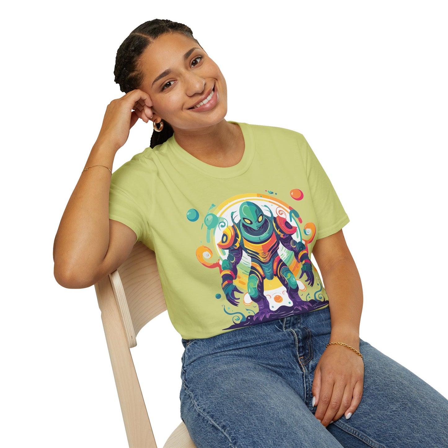 Cosmos Alien T Shirt Unisex Softstyle 64000 with Art Design Durable Comfort Artwork Tee