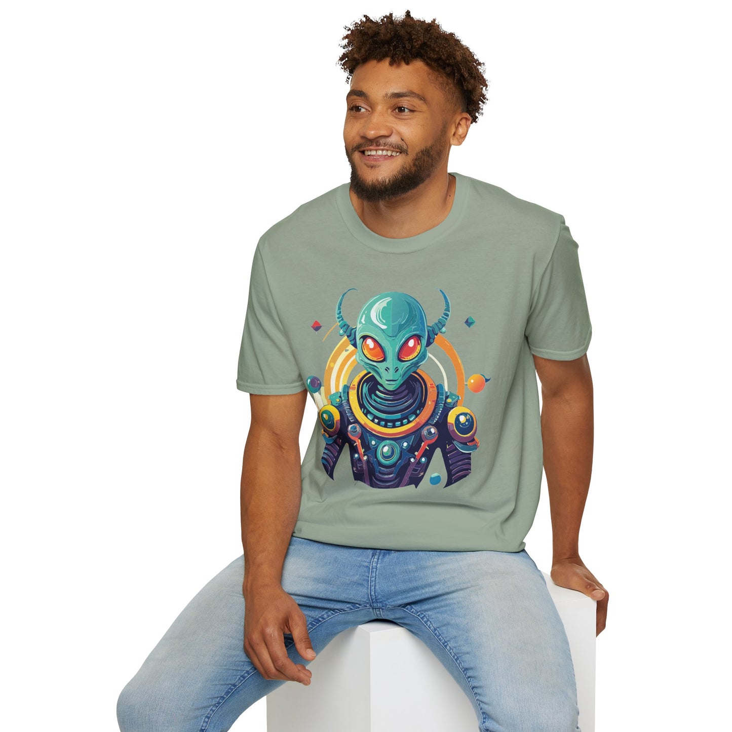 Alien Cosmos T Shirt Unisex Softstyle Cotton Tee With Alien Art Design Premium Comfort