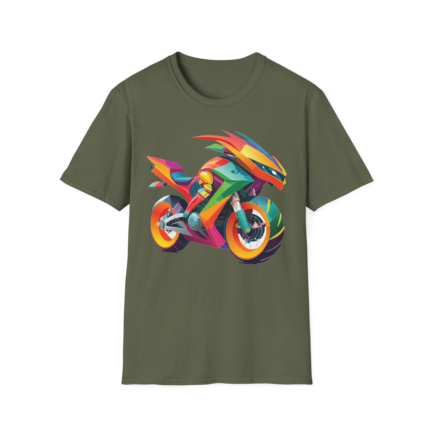 Unisex Bike T Shirt With Motorcycle Artwork Premium Cotton MTB Tee Softstyle 64000