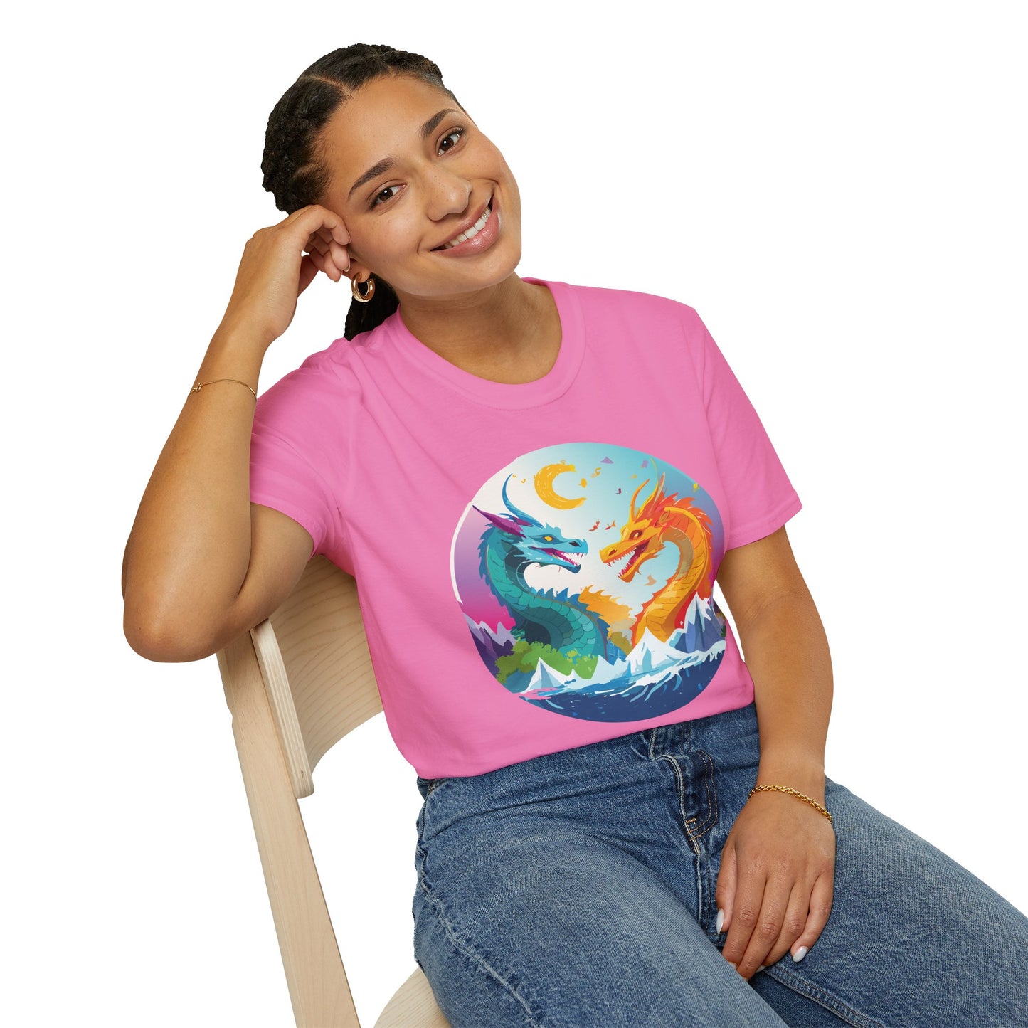 Dragon T Shirt Unisex Gildan Softstyle 64000 Tee Dragon Artwork Animal Print Shirt