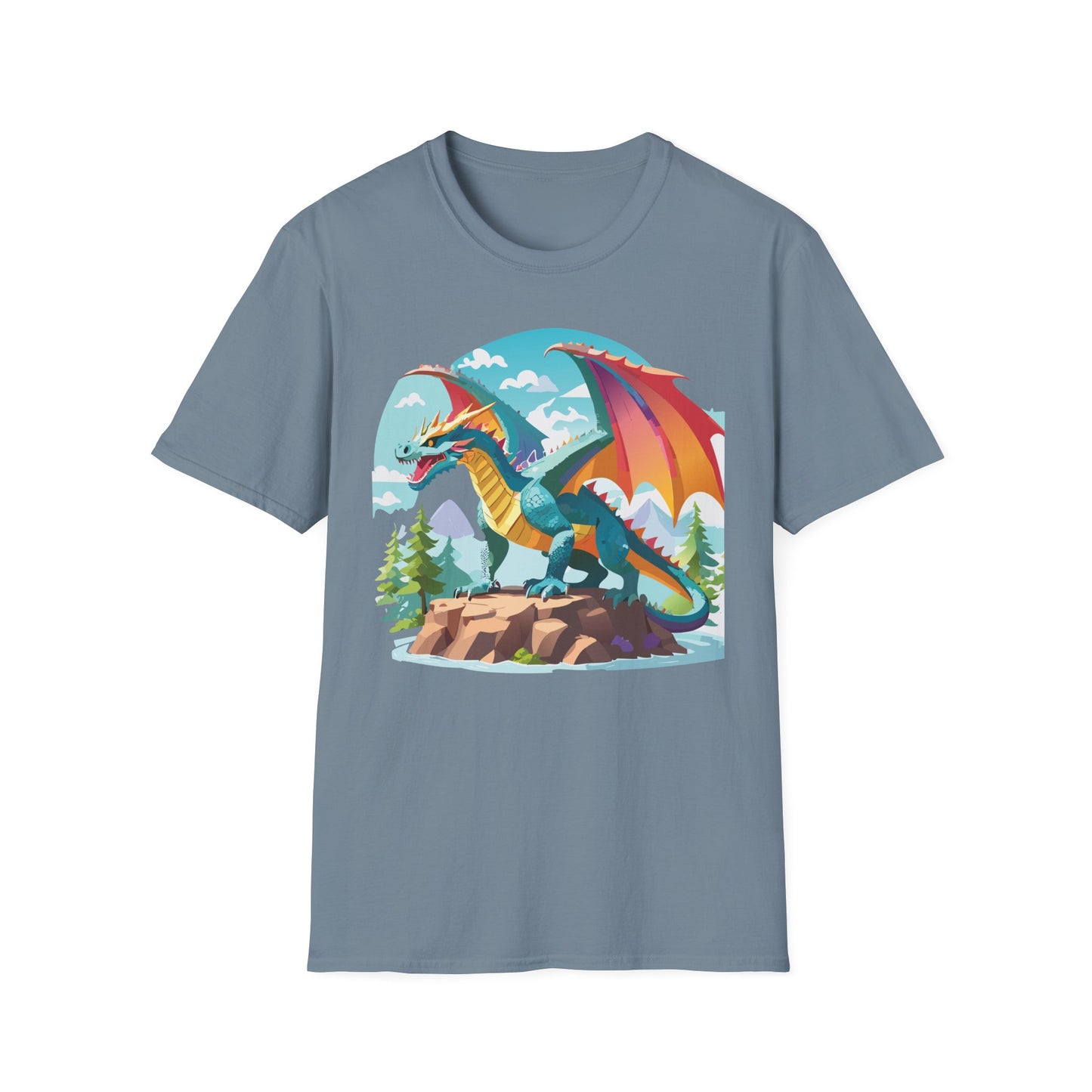 Dragon Graphic Tee Unisex Softstyle 100 Percent Ring Spun Cotton Animal Art Print Shirt