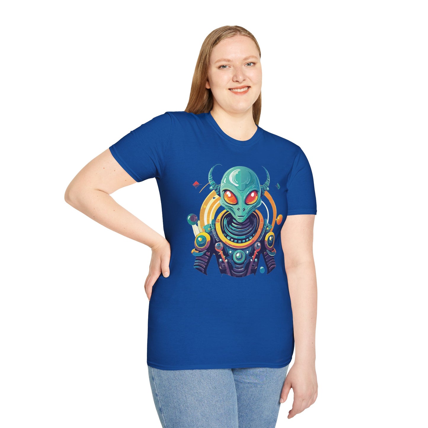 Alien Cosmos T Shirt Unisex Softstyle Cotton Tee With Alien Art Design Premium Comfort