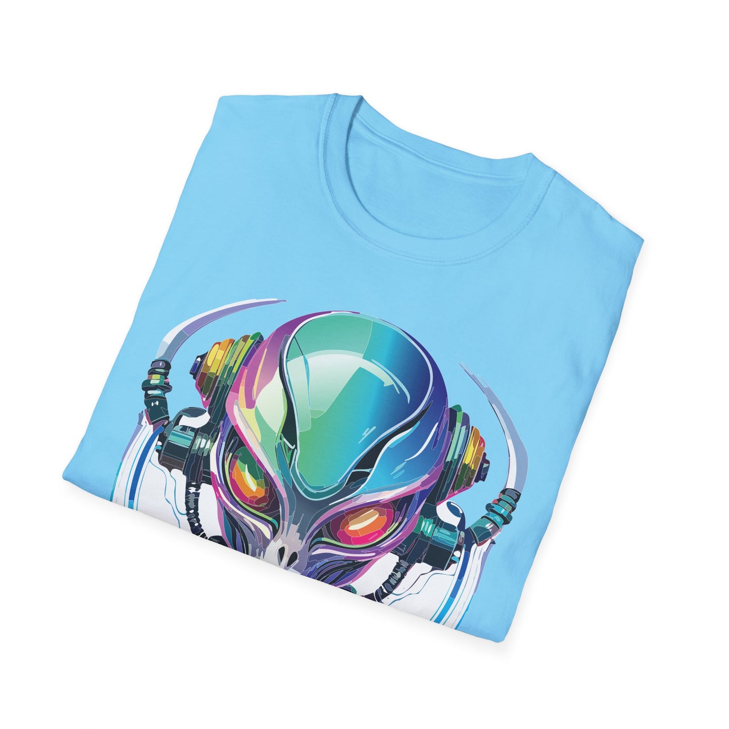 Alien Cosmos T Shirt Unisex Softstyle 64000 Tee With Alien Space Design 100 Percent Ringspun Cotton