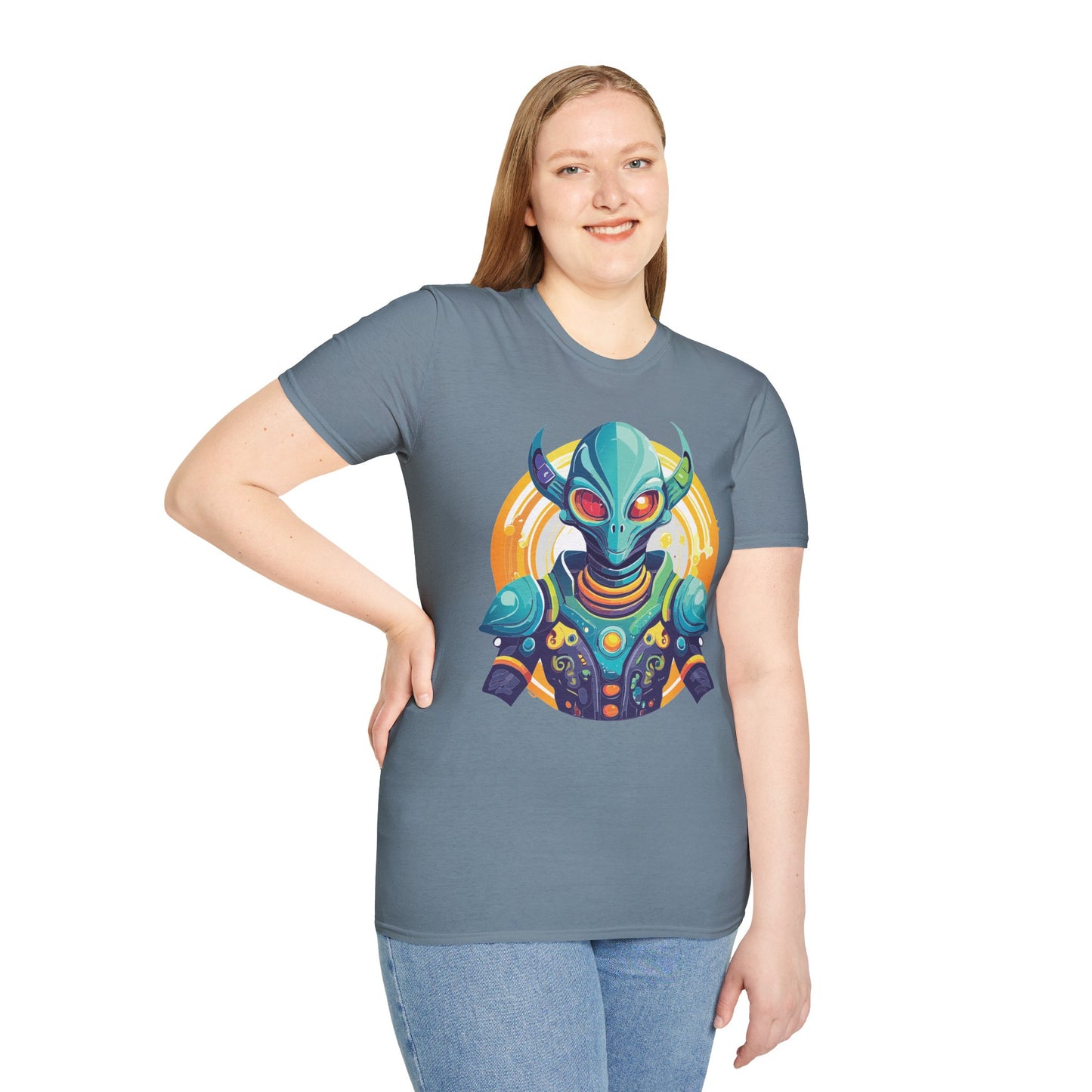 Alien T Shirt Cosmos Design Unisex Softstyle Cotton Tee With Aliens Art Graphic Print