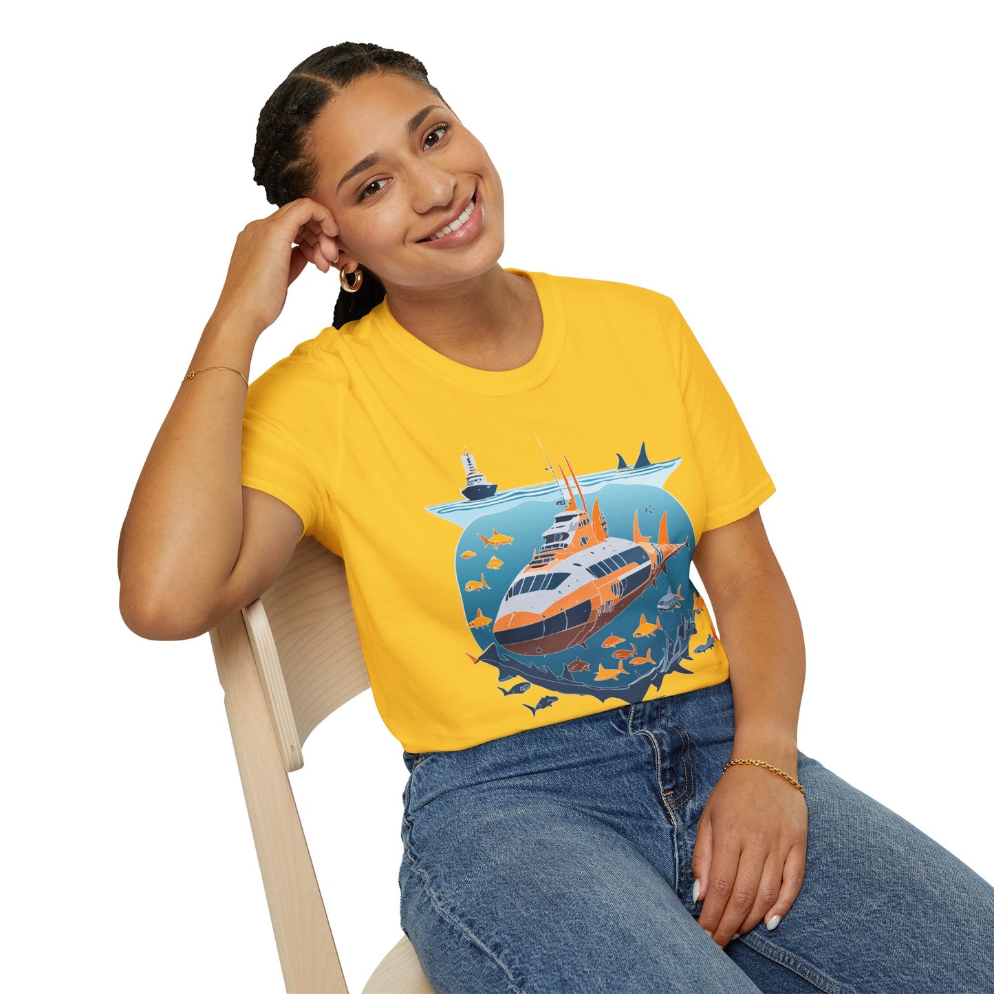 Ocean Tee Shirt, Ocean Shirt, Shirt with Ocean, U boat Tees, Shirt with U-Boat