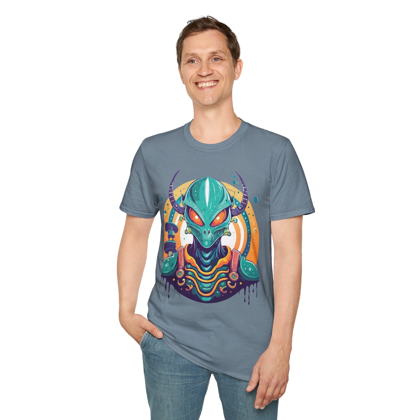 Alien T Shirt Cosmos Shirt Unisex Softstyle Tee 100 Percent Ring Spun Cotton Short Sleeve