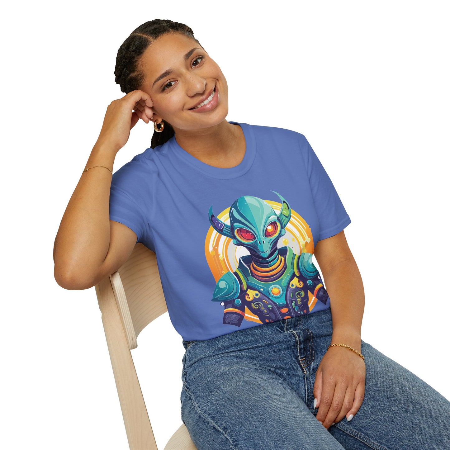 Alien T Shirt Cosmos Design Unisex Softstyle Cotton Tee With Aliens Art Graphic Print