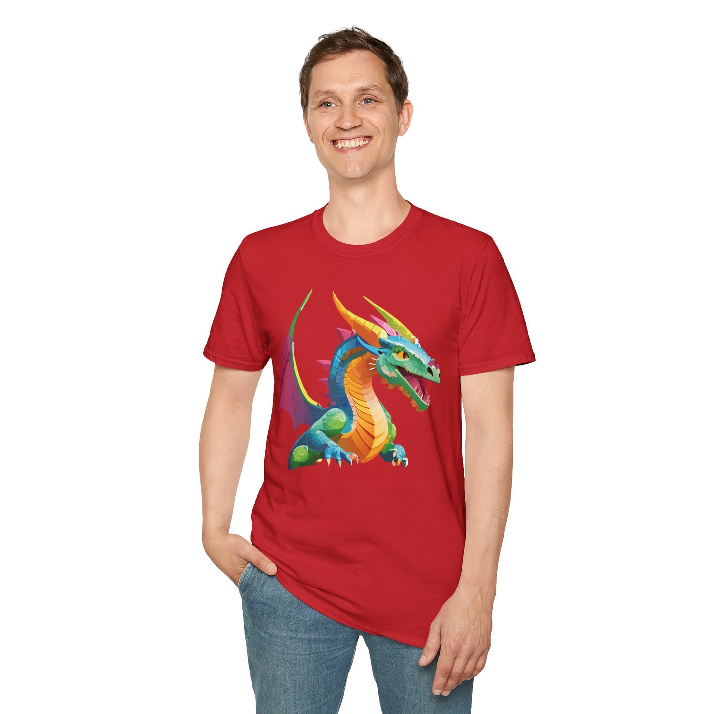 Unisex Dragon Graphic Tee Softstyle Short Sleeve T Shirt Made From Ring Spun Cotton