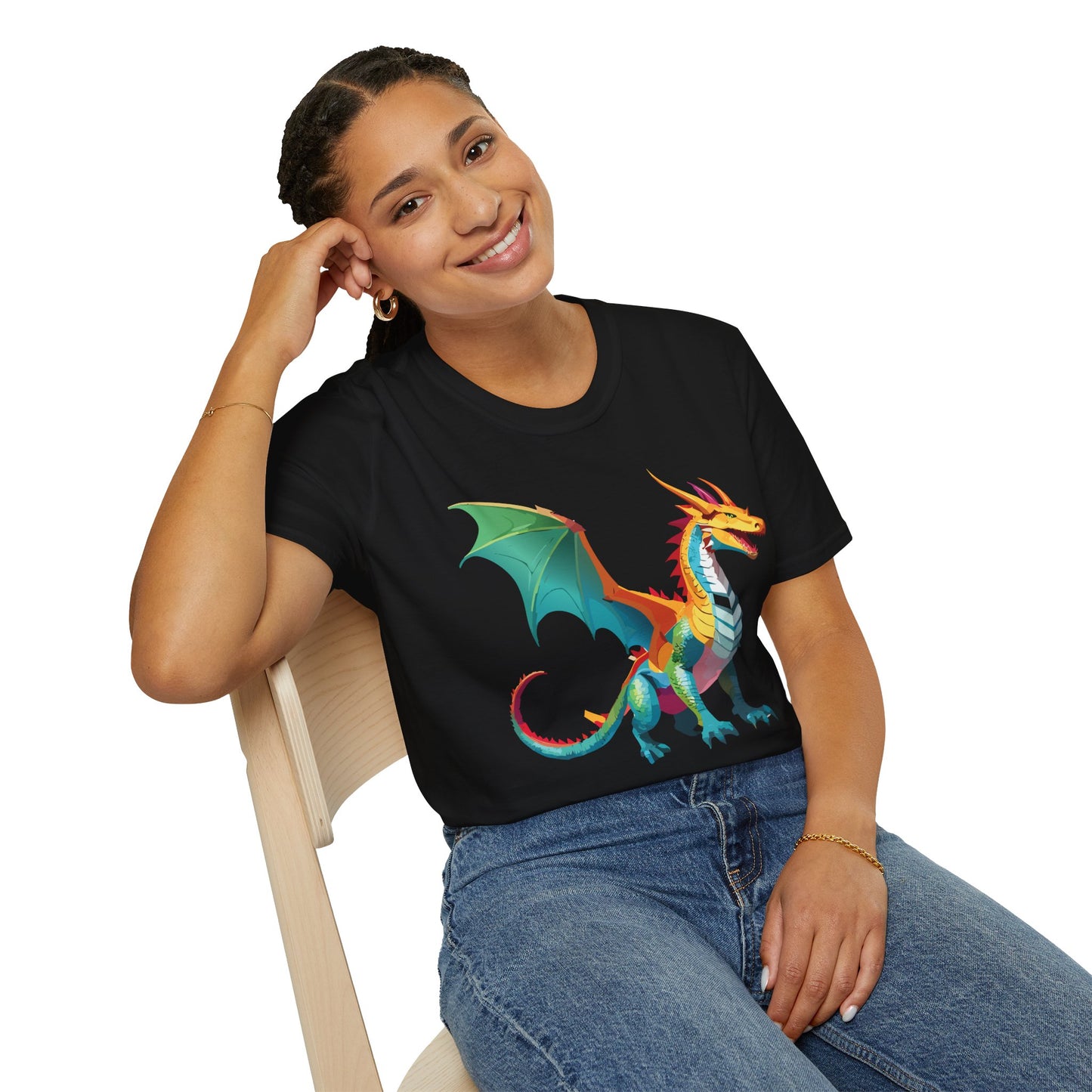 Dragon T Shirt Unisex Animal Design Tee Softstyle Gildan 64000 100 Percent Ring Spun Cotton