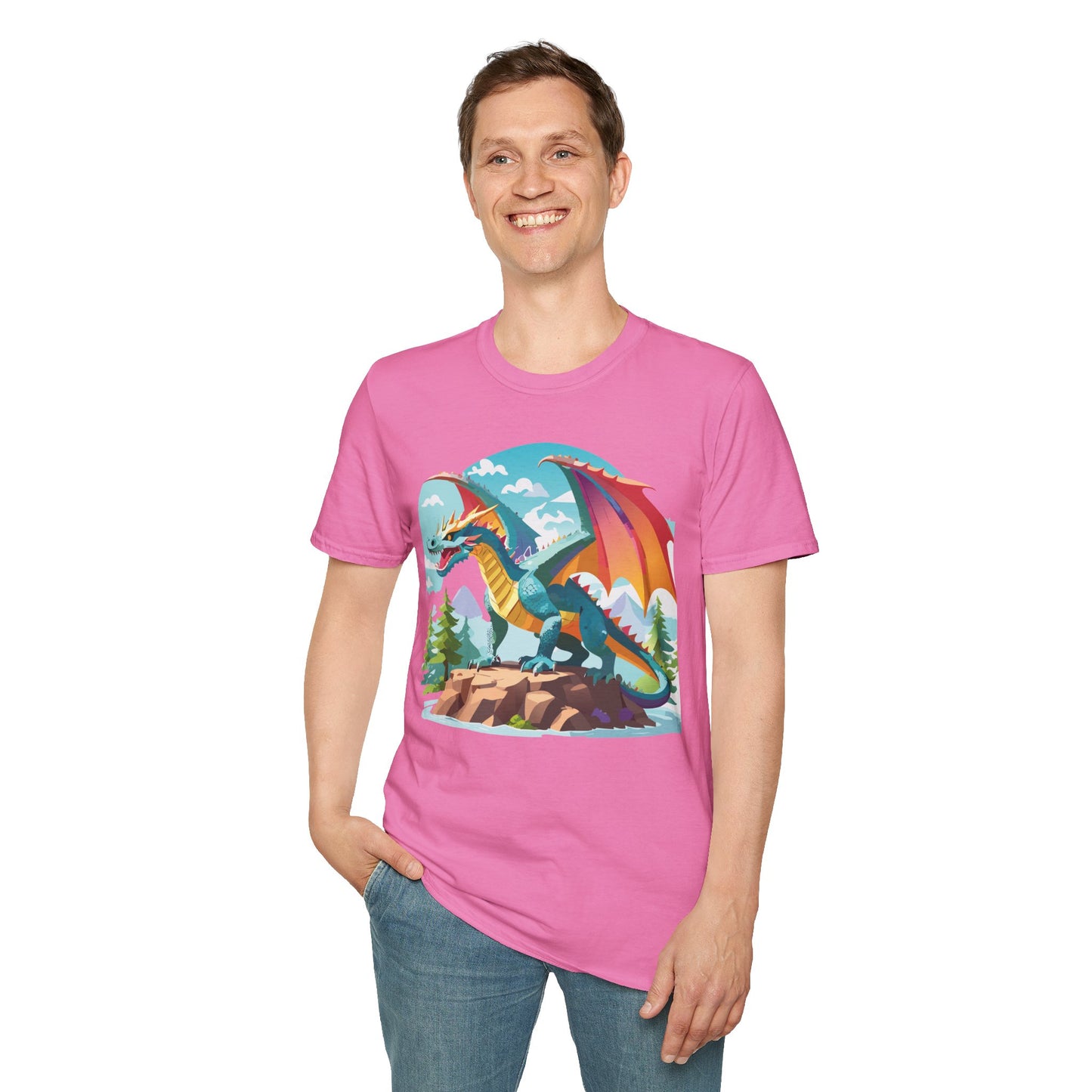 Dragon Graphic Tee Unisex Softstyle 100 Percent Ring Spun Cotton Animal Art Print Shirt