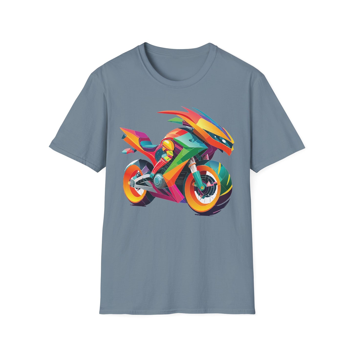 Unisex Bike T Shirt With Motorcycle Artwork Premium Cotton MTB Tee Softstyle 64000