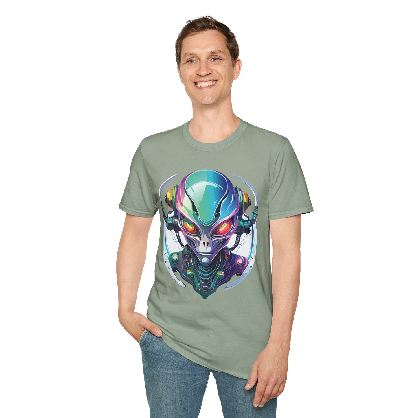 Alien Cosmos T Shirt Unisex Softstyle 64000 Tee With Alien Space Design 100 Percent Ringspun Cotton
