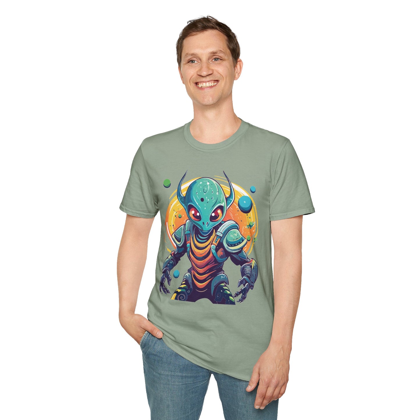 Alien Cosmos Shirt Unisex Softstyle Tee With Alien Art Design Space Theme Graphic Tee