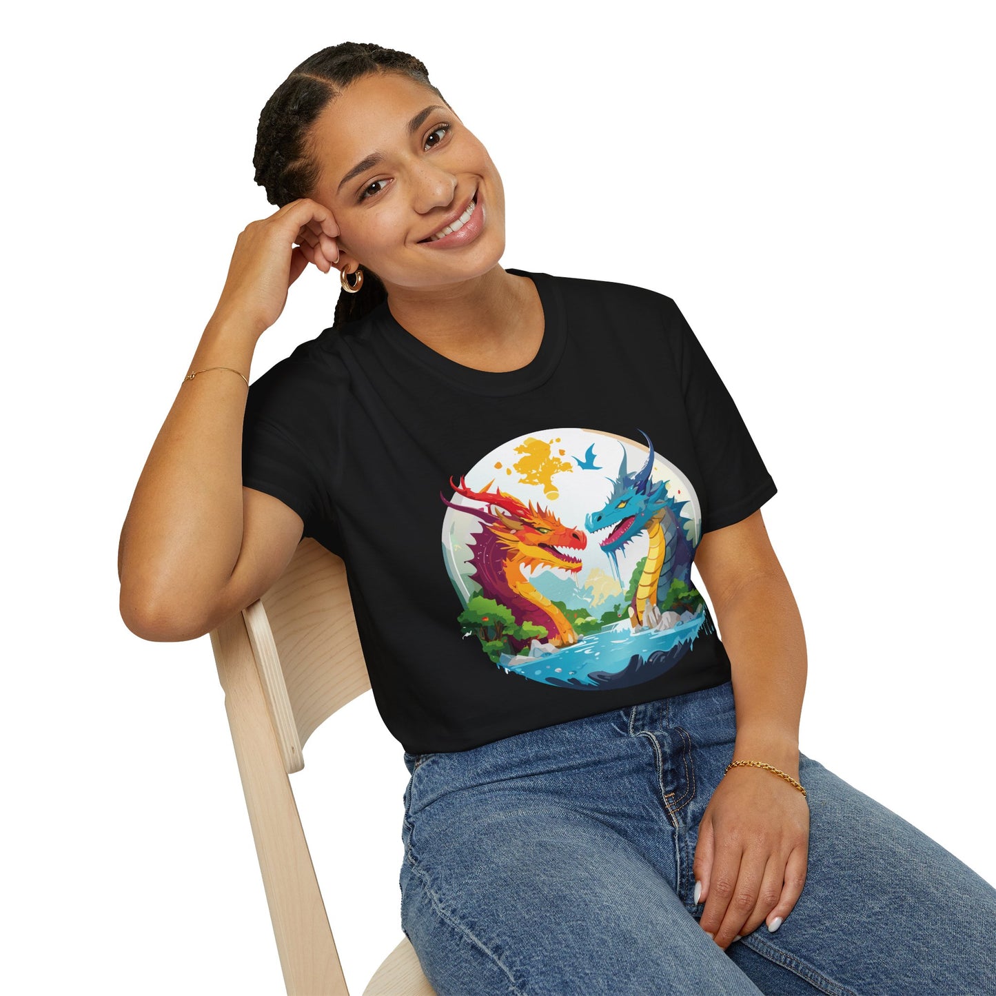 Dragon T Shirt Unisex Gildan Softstyle 64000 100 Percent Cotton Animal Print Tee Artwork