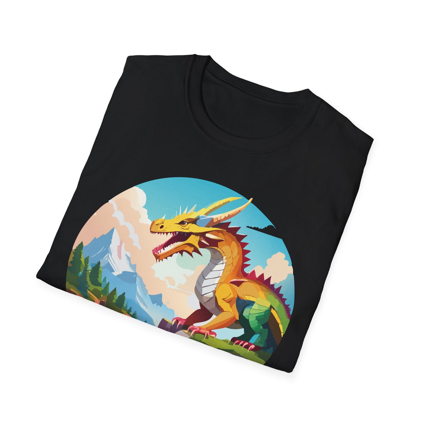 Dragon T Shirt Unisex Softstyle Cotton Tee With Colorful Animal Art Design For Everyday Wear