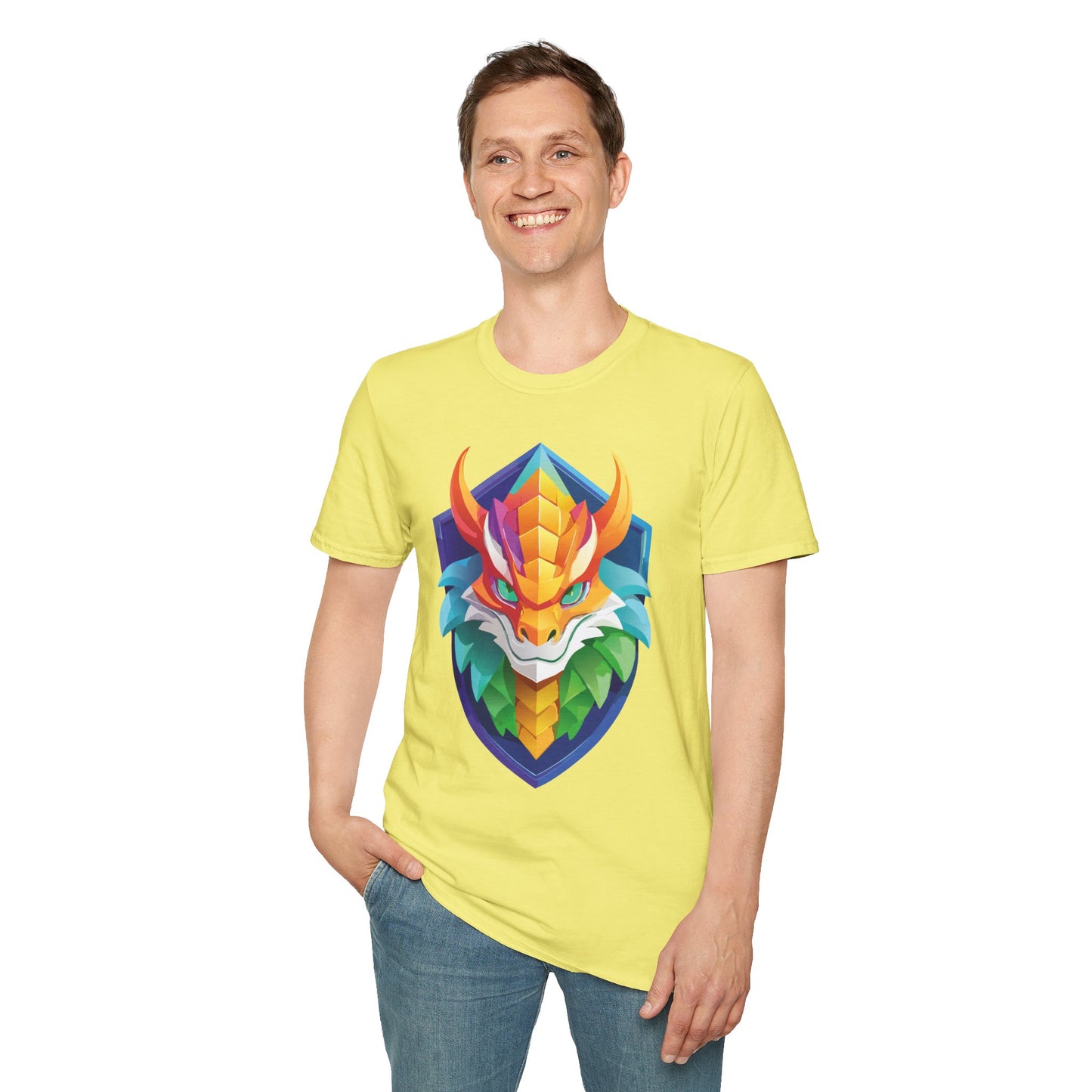 Unisex Dragon T Shirt Softstyle 64000 100 Percent Ring Spun Cotton Comfortable Tee