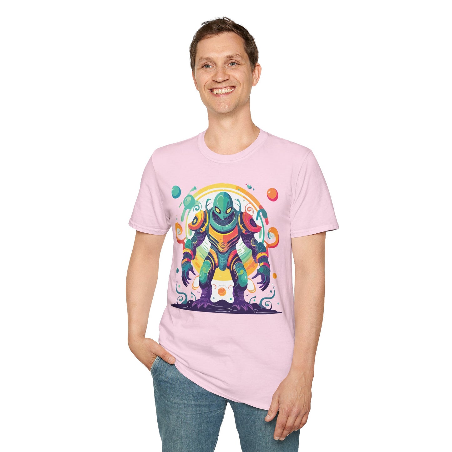 Cosmos Alien T Shirt Unisex Softstyle 64000 with Art Design Durable Comfort Artwork Tee