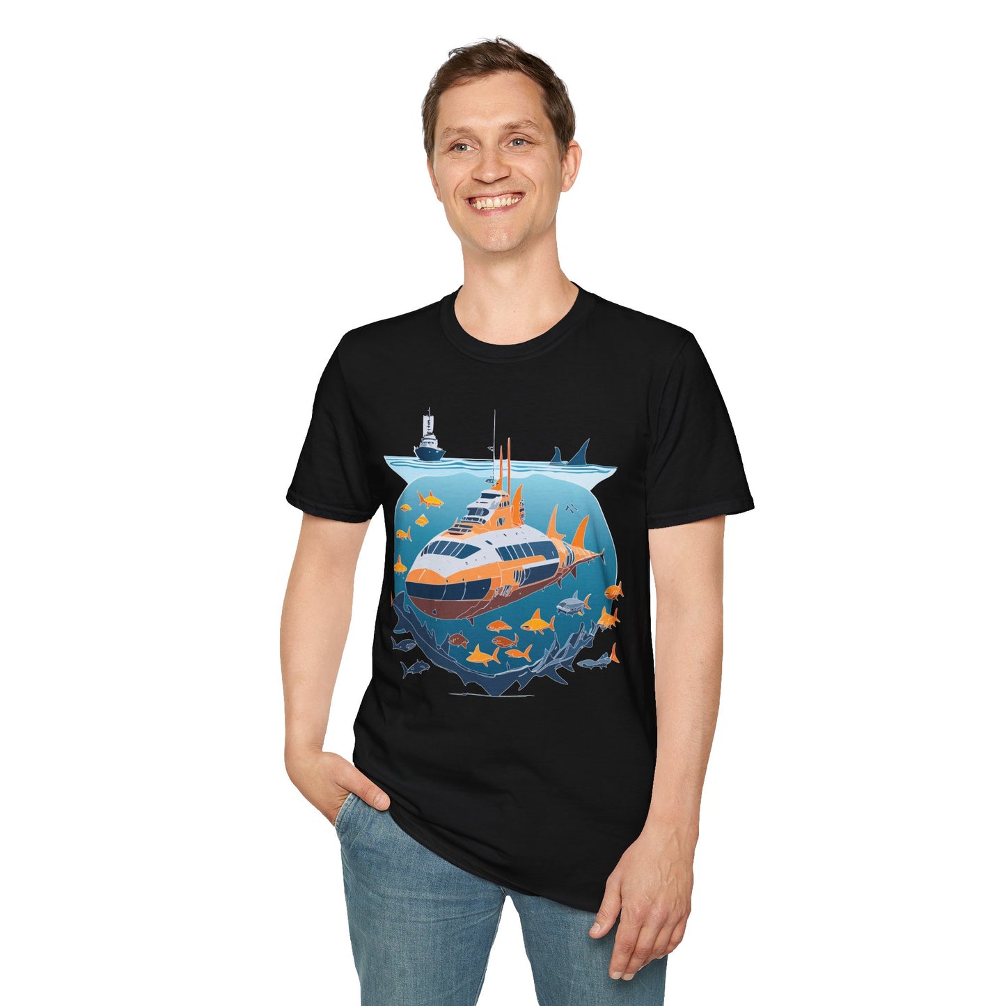 Ocean Tee Shirt, Ocean Shirt, Shirt with Ocean, U boat Tees, Shirt with U-Boat