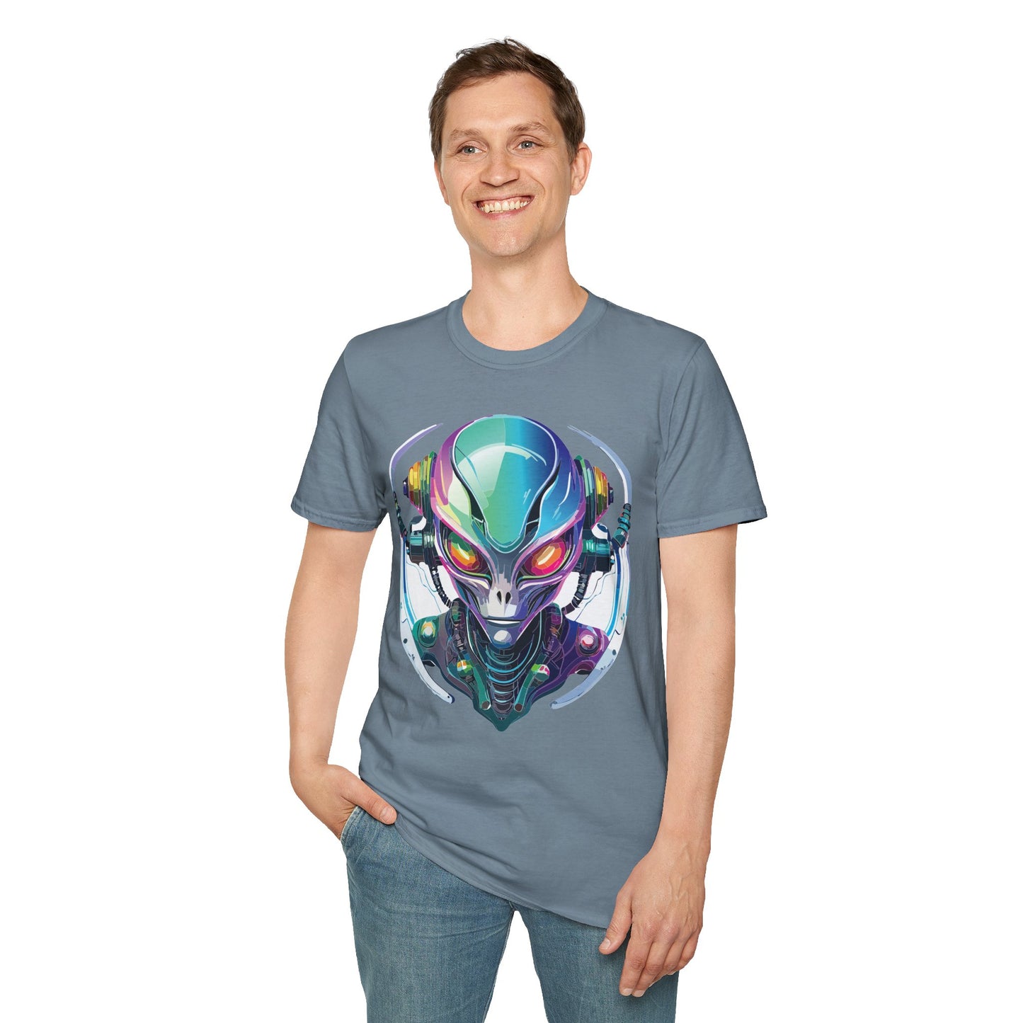 Alien Cosmos T Shirt Unisex Softstyle 64000 Tee With Alien Space Design 100 Percent Ringspun Cotton