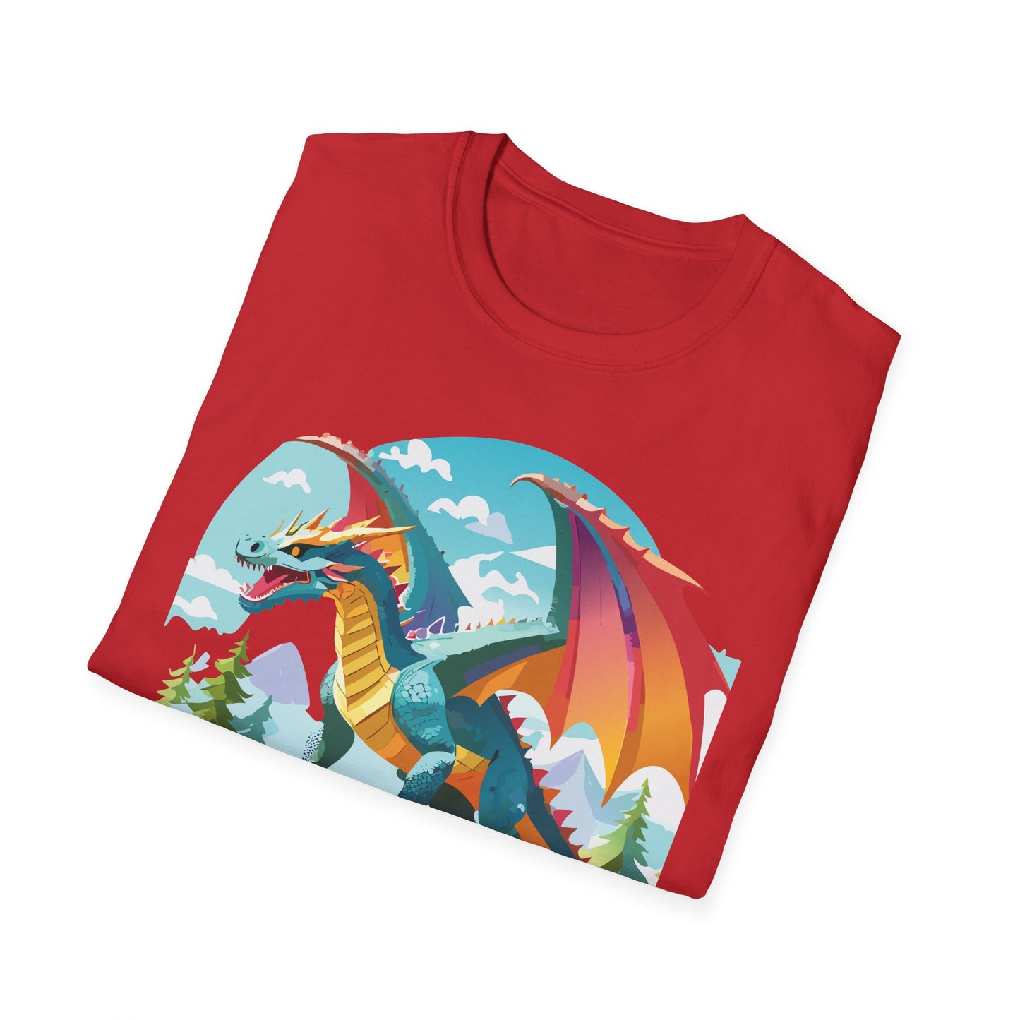 Dragon Graphic Tee Unisex Softstyle 100 Percent Ring Spun Cotton Animal Art Print Shirt
