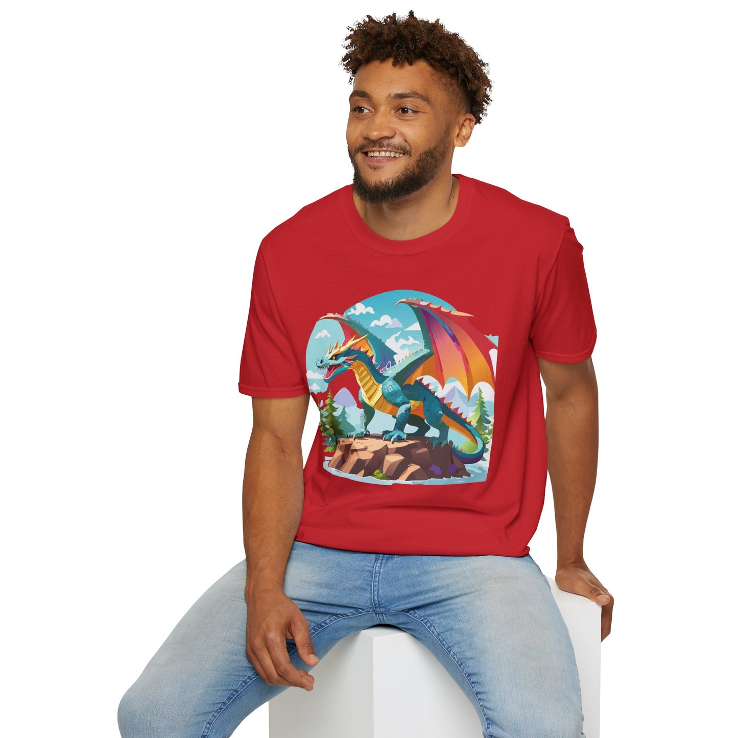 Dragon Graphic Tee Unisex Softstyle 100 Percent Ring Spun Cotton Animal Art Print Shirt