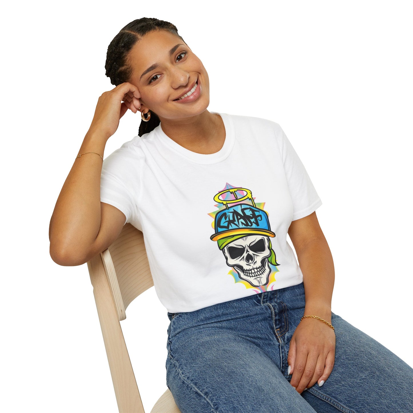 Unisex Skull Graphic Tee Shirt With Skeleton Design Softstyle 64000 100 Percent Ring Spun Cotton