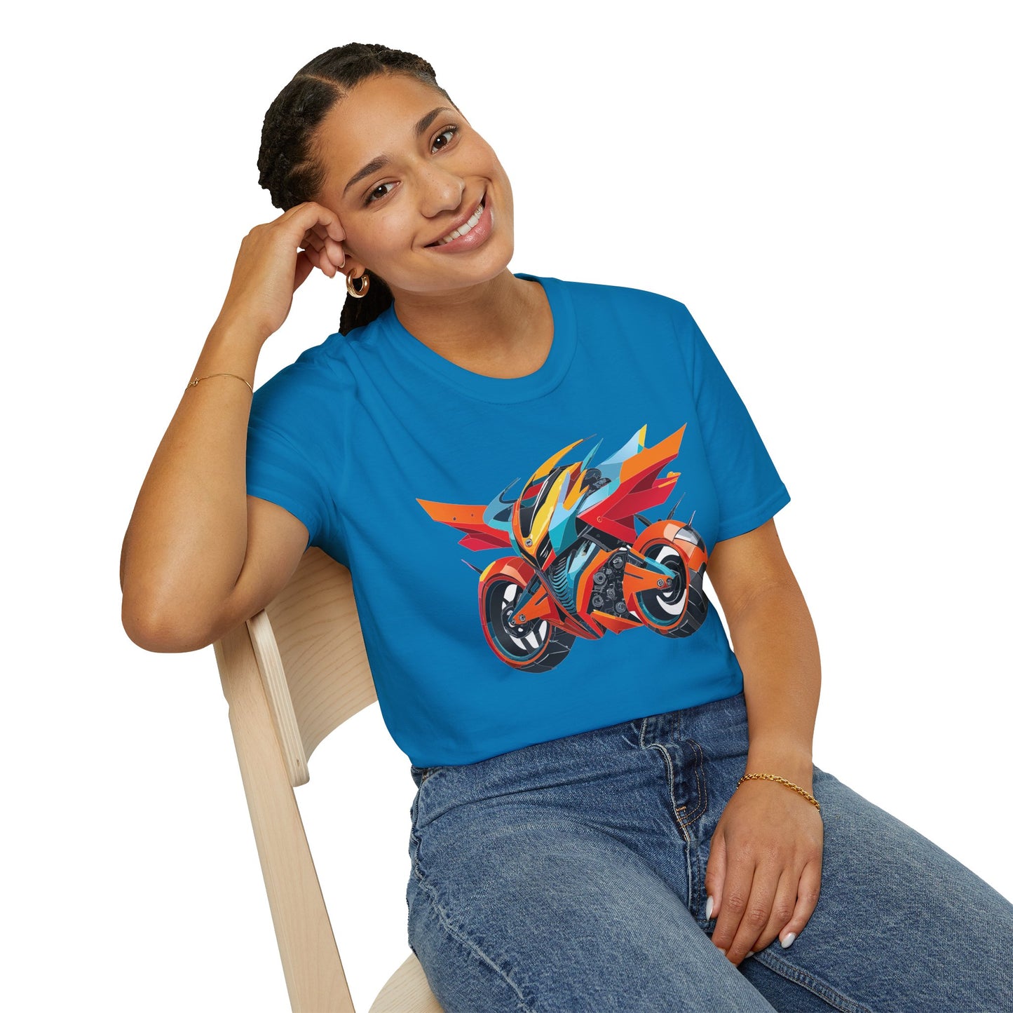 Unisex Bike T Shirt With Motorcycle Art Design Graphic Tee Softstyle 64000 Cotton