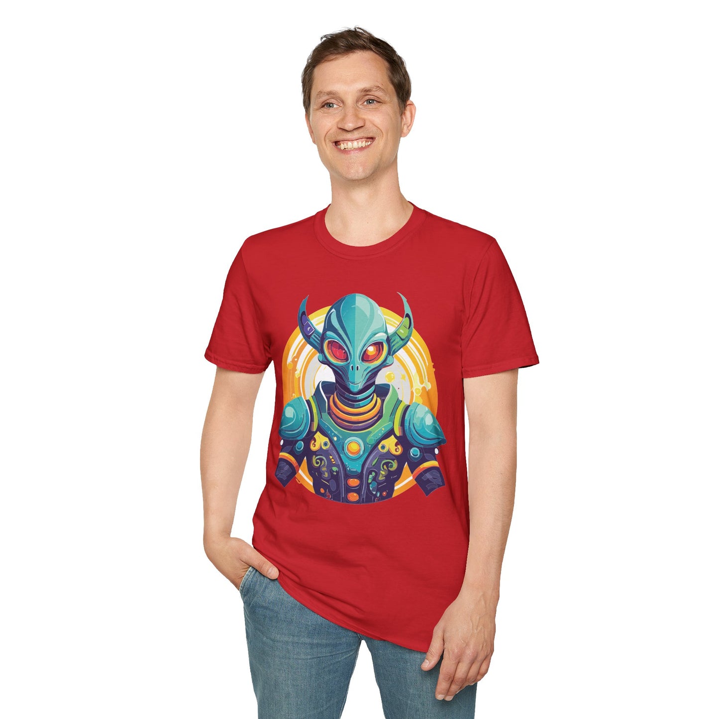 Alien T Shirt Cosmos Design Unisex Softstyle Cotton Tee With Aliens Art Graphic Print