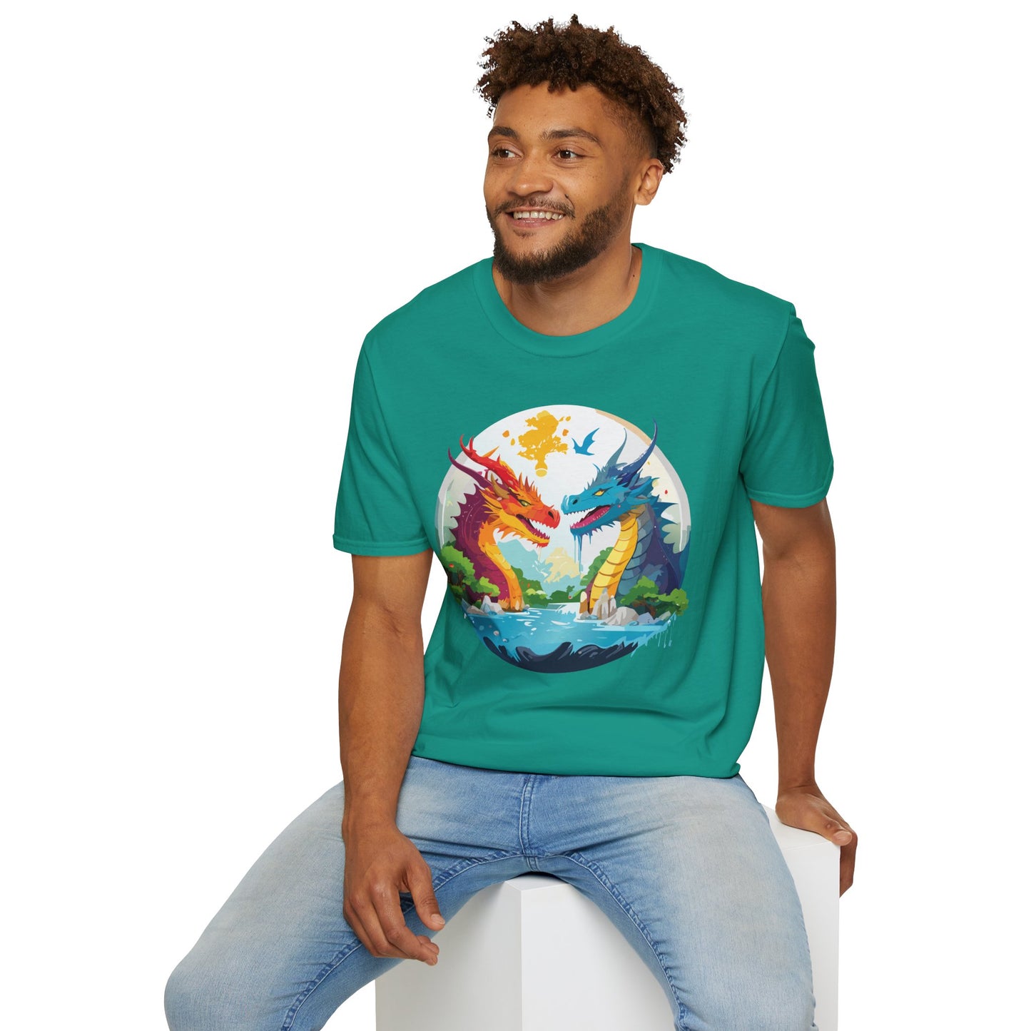 Dragon T Shirt Unisex Gildan Softstyle 64000 100 Percent Cotton Animal Print Tee Artwork