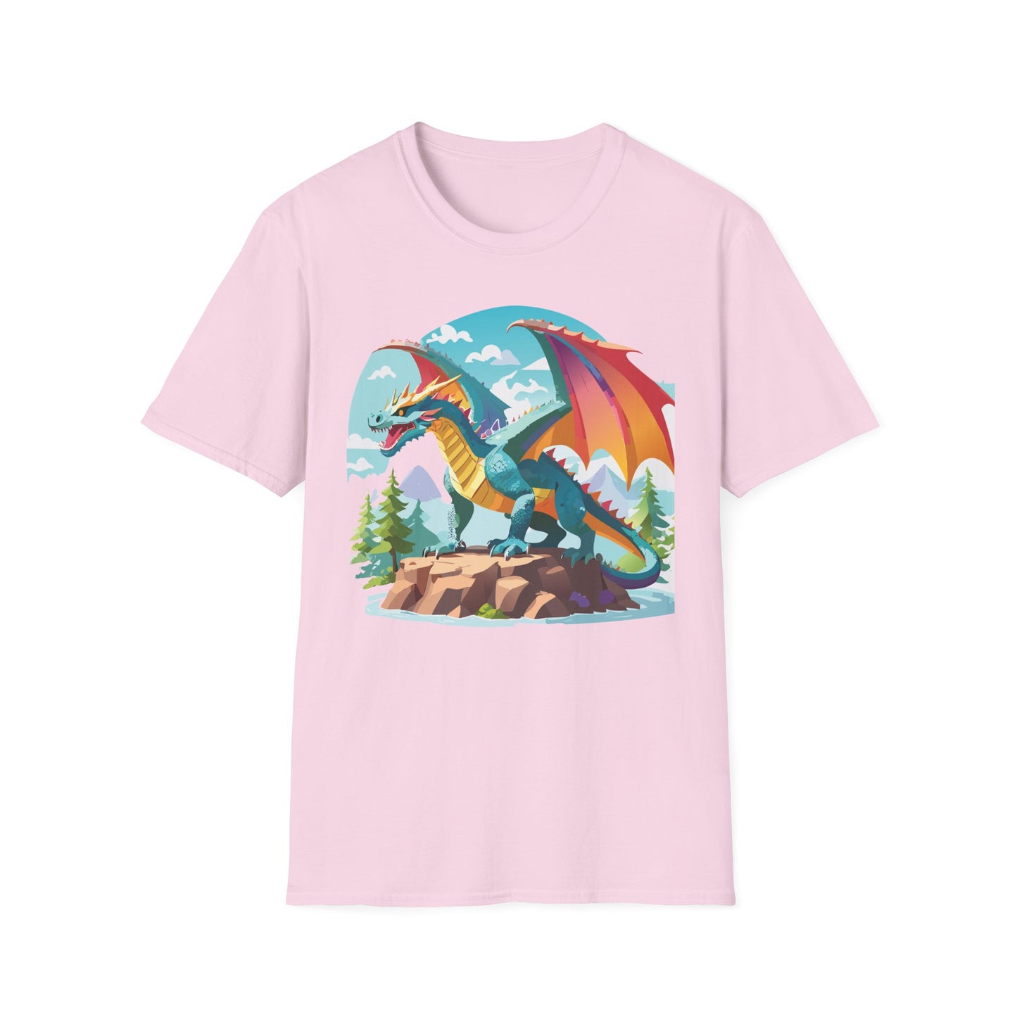 Dragon Graphic Tee Unisex Softstyle 100 Percent Ring Spun Cotton Animal Art Print Shirt