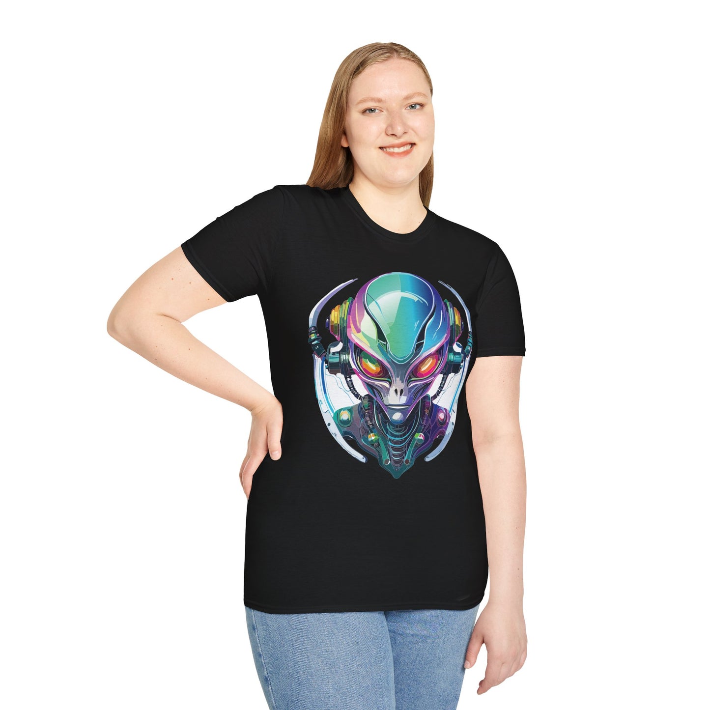 Alien Cosmos T Shirt Unisex Softstyle 64000 Tee With Alien Space Design 100 Percent Ringspun Cotton