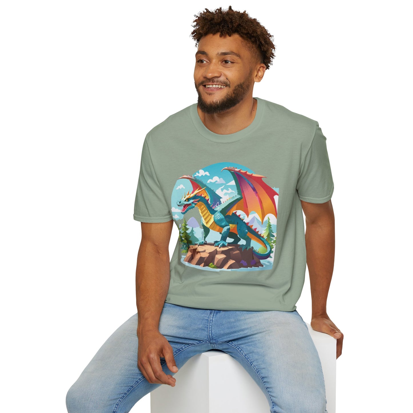 Dragon Graphic Tee Unisex Softstyle 100 Percent Ring Spun Cotton Animal Art Print Shirt