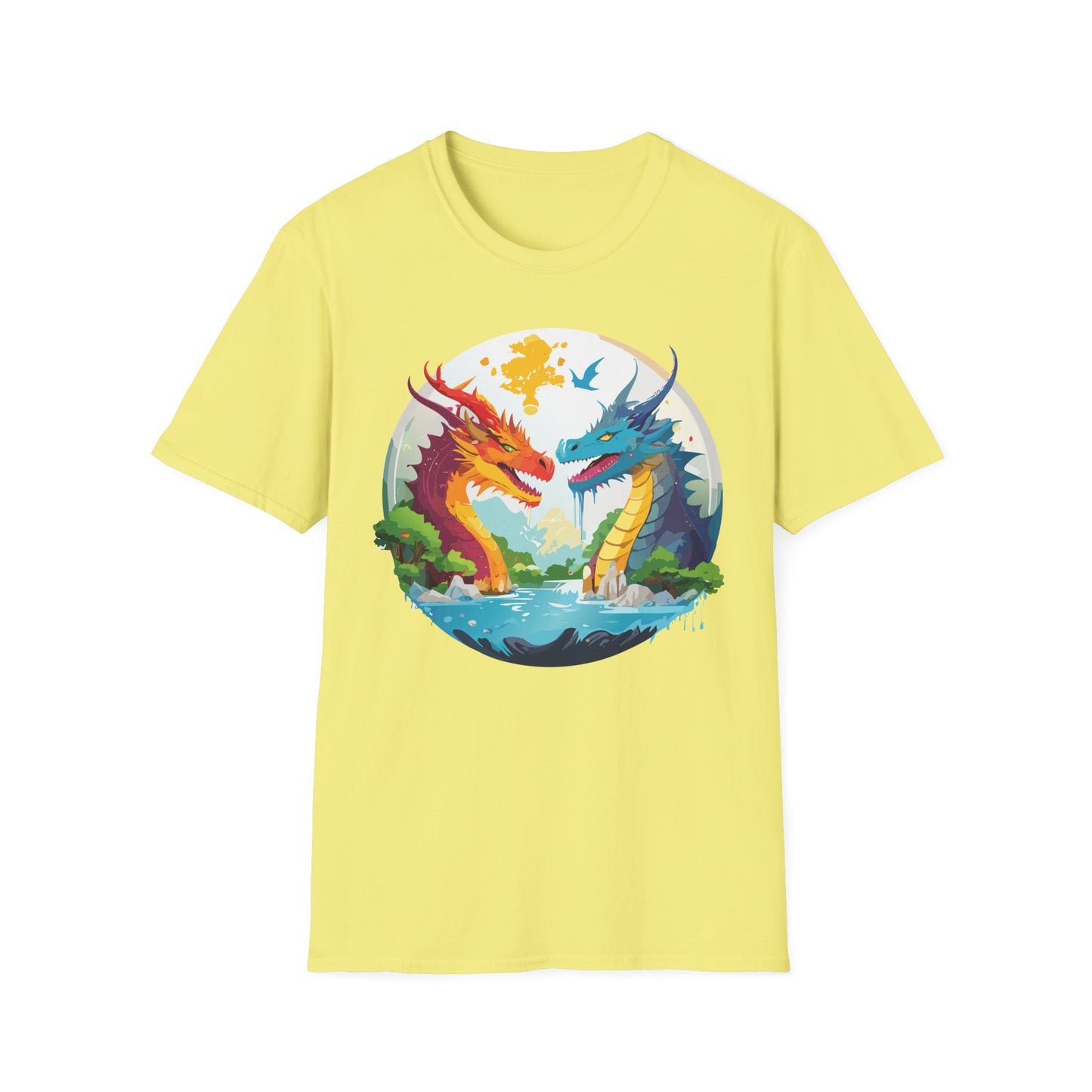 Dragon T Shirt Unisex Gildan Softstyle 64000 100 Percent Cotton Animal Print Tee Artwork
