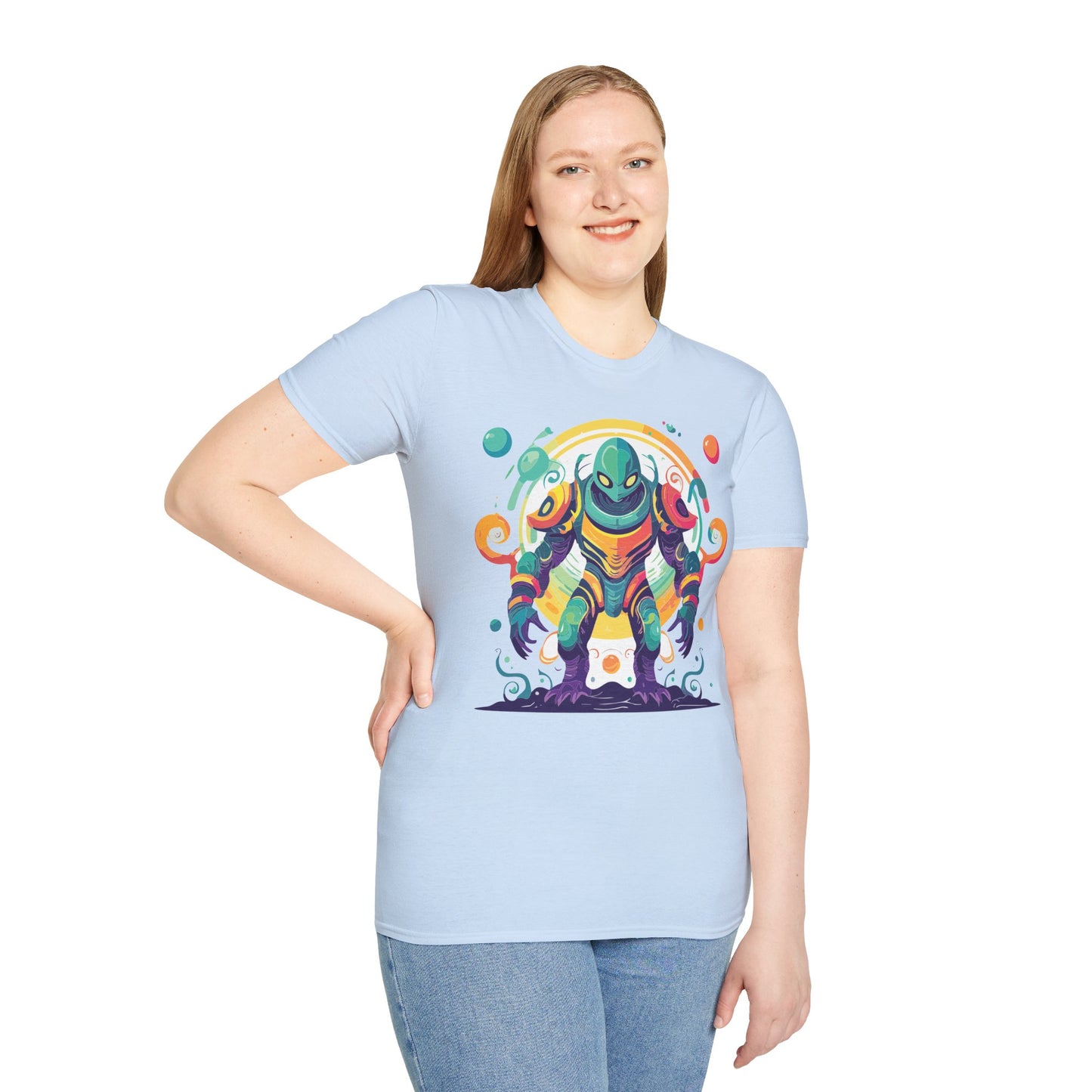 Cosmos Alien T Shirt Unisex Softstyle 64000 with Art Design Durable Comfort Artwork Tee