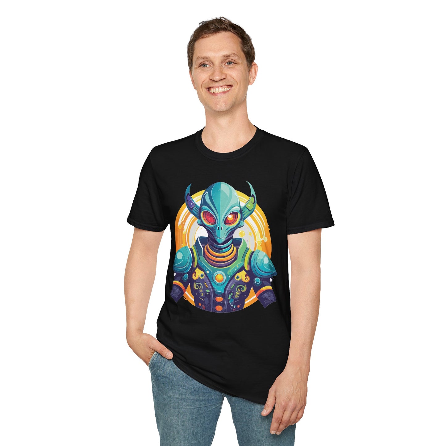 Alien T Shirt Cosmos Design Unisex Softstyle Cotton Tee With Aliens Art Graphic Print