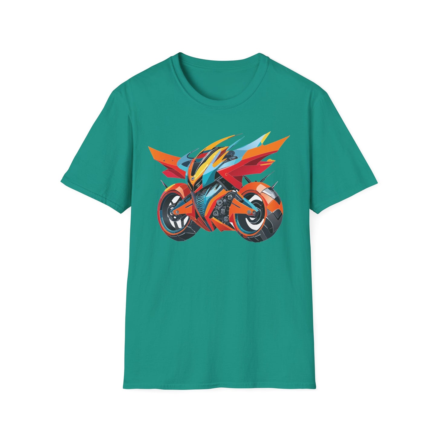 Unisex Bike T Shirt With Motorcycle Art Design Graphic Tee Softstyle 64000 Cotton
