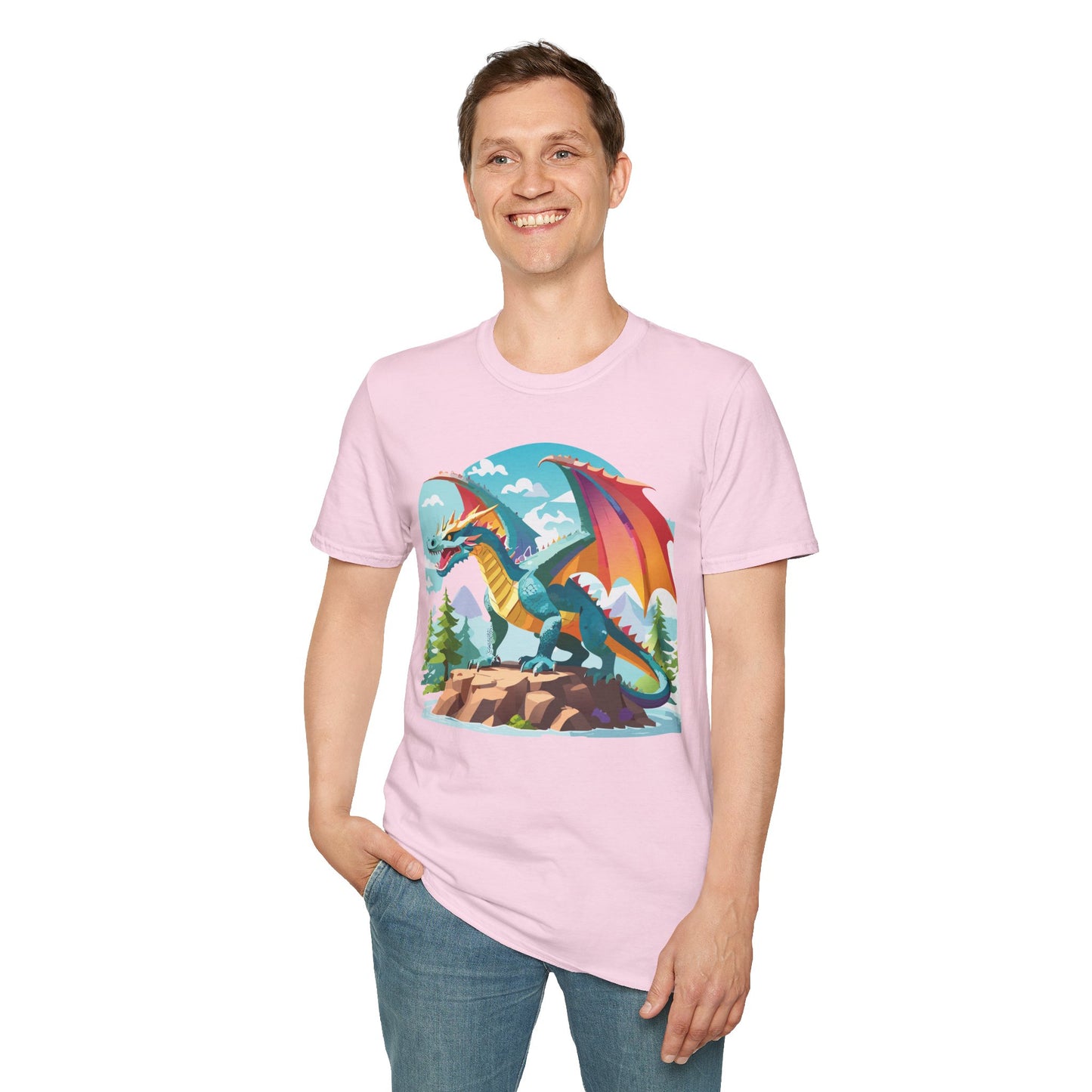 Dragon Graphic Tee Unisex Softstyle 100 Percent Ring Spun Cotton Animal Art Print Shirt
