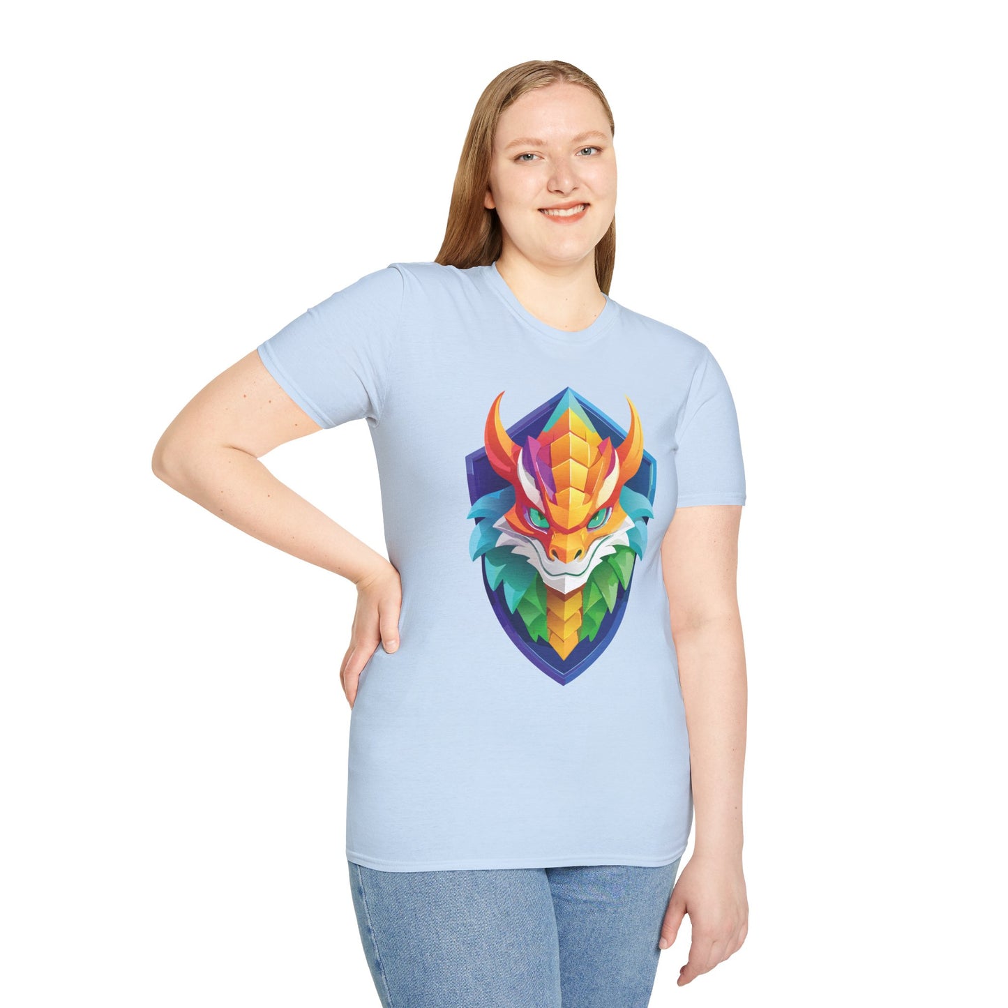 Unisex Dragon T Shirt Softstyle 64000 100 Percent Ring Spun Cotton Comfortable Tee