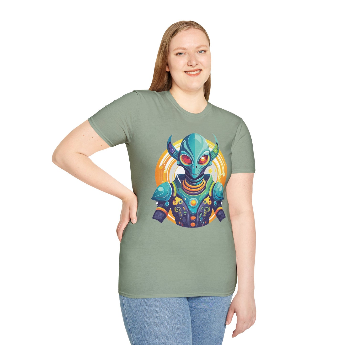 Alien T Shirt Cosmos Design Unisex Softstyle Cotton Tee With Aliens Art Graphic Print