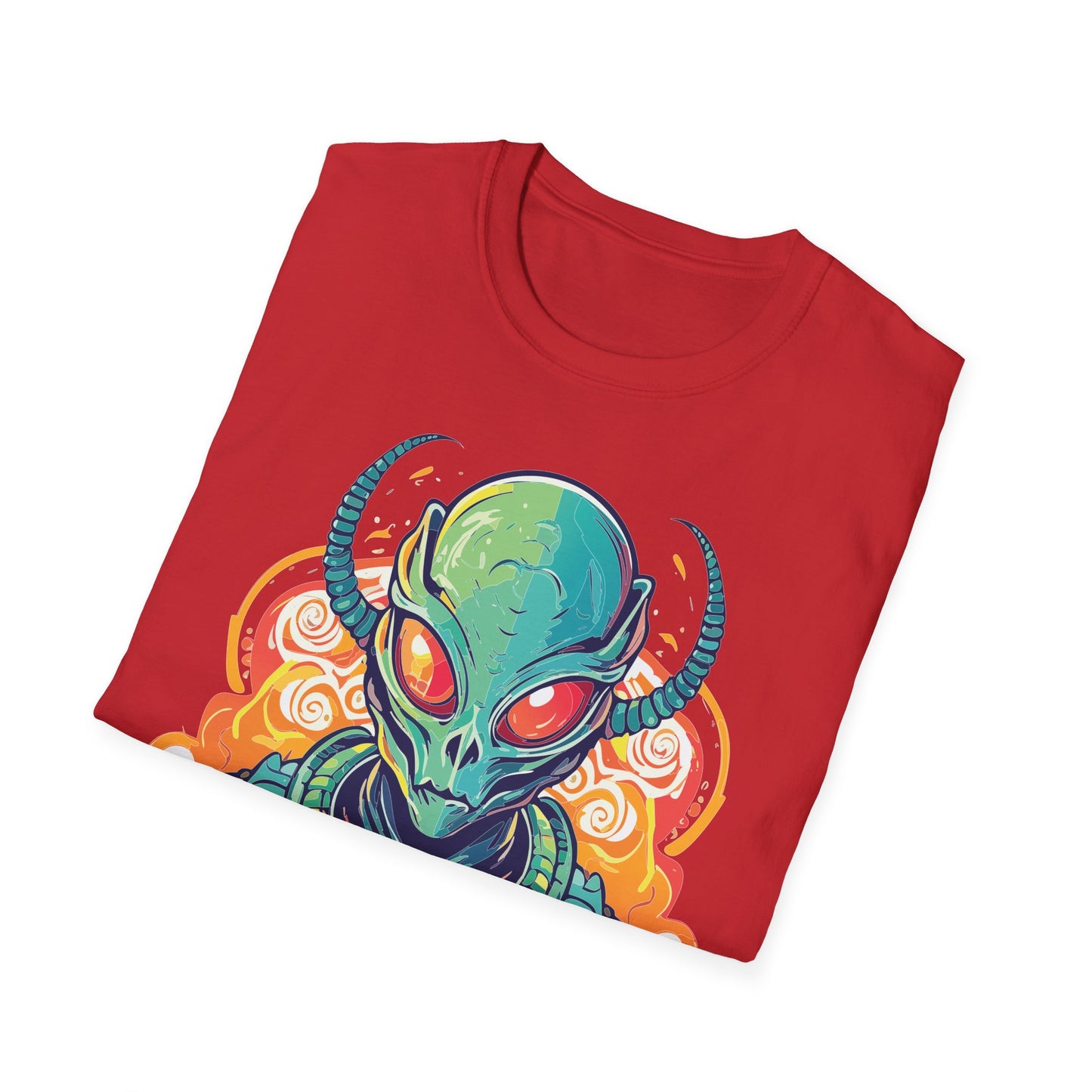 Cosmos Alien T Shirt Unisex Softstyle Cotton Tee With Space Artwork Graphic Design