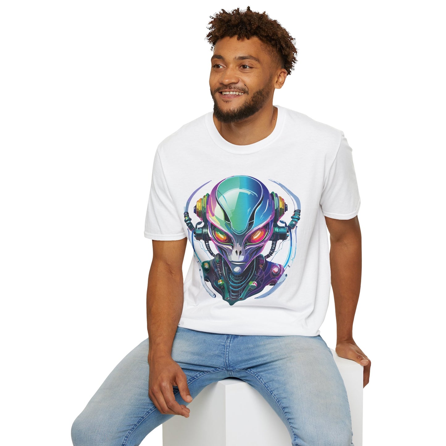 Alien Cosmos T Shirt Unisex Softstyle 64000 Tee With Alien Space Design 100 Percent Ringspun Cotton