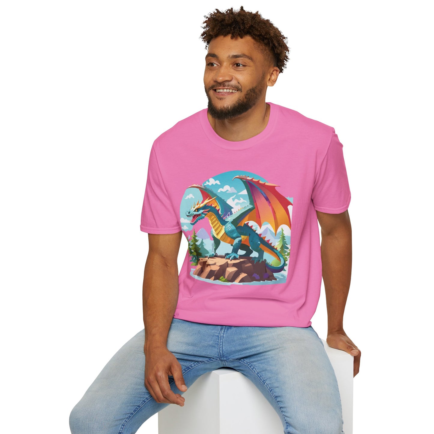 Dragon Graphic Tee Unisex Softstyle 100 Percent Ring Spun Cotton Animal Art Print Shirt
