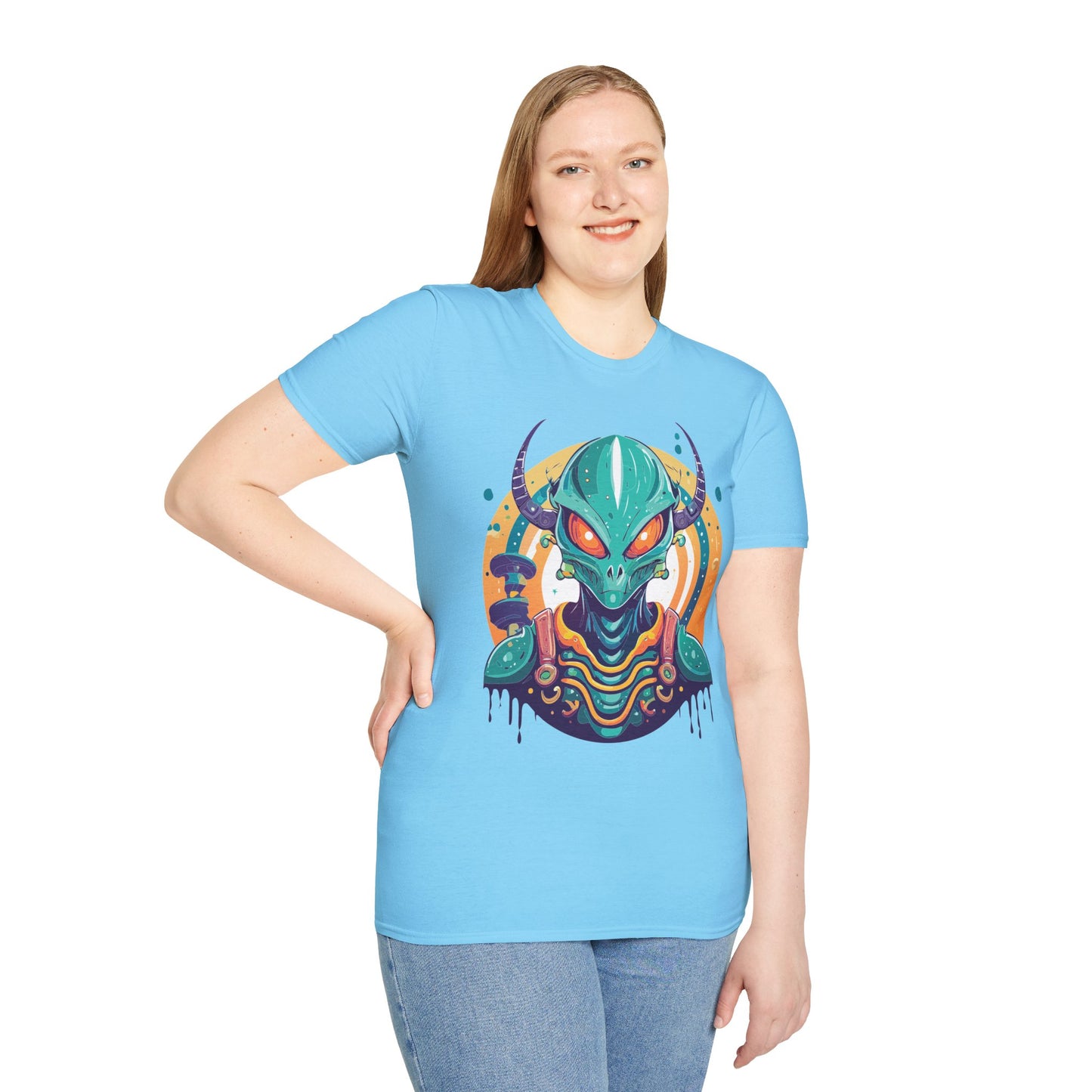 Alien T Shirt Cosmos Shirt Unisex Softstyle Tee 100 Percent Ring Spun Cotton Short Sleeve