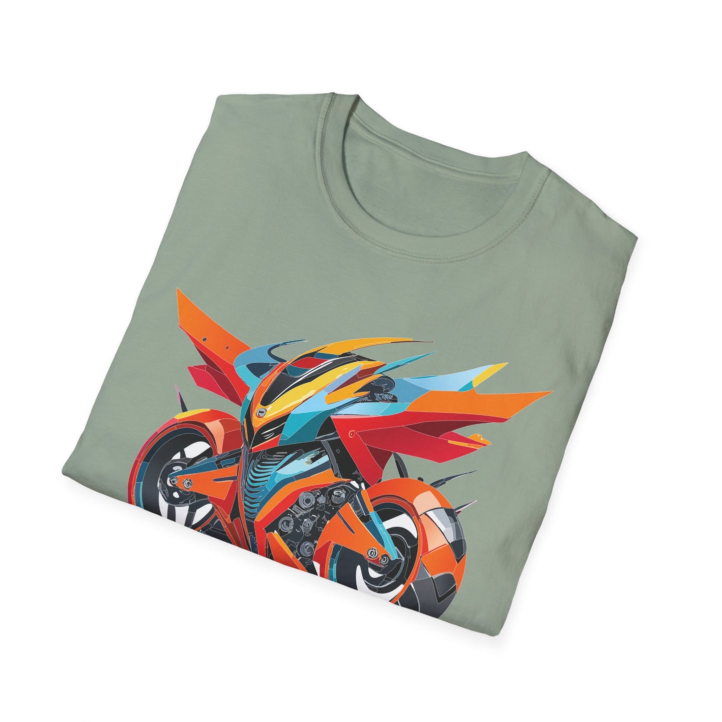 Unisex Bike T Shirt With Motorcycle Art Design Graphic Tee Softstyle 64000 Cotton