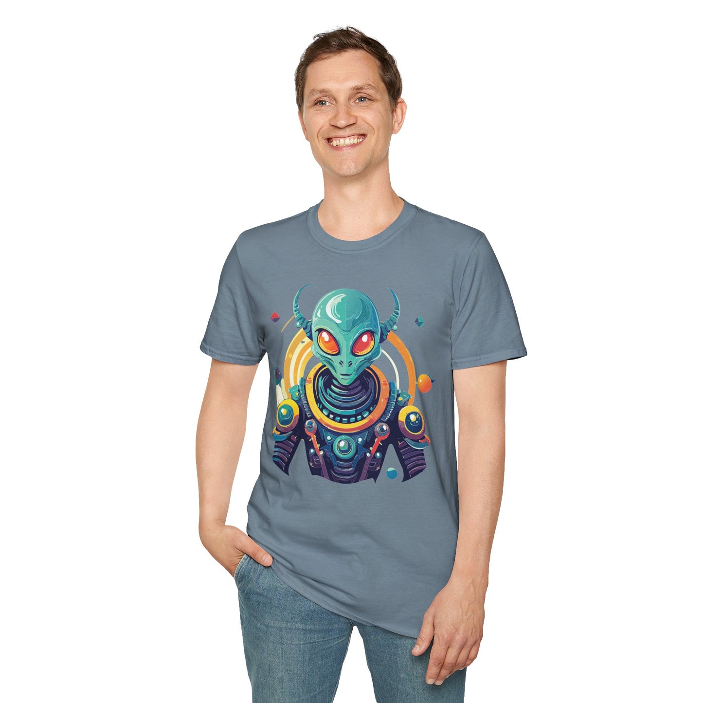 Alien Cosmos T Shirt Unisex Softstyle Cotton Tee With Alien Art Design Premium Comfort