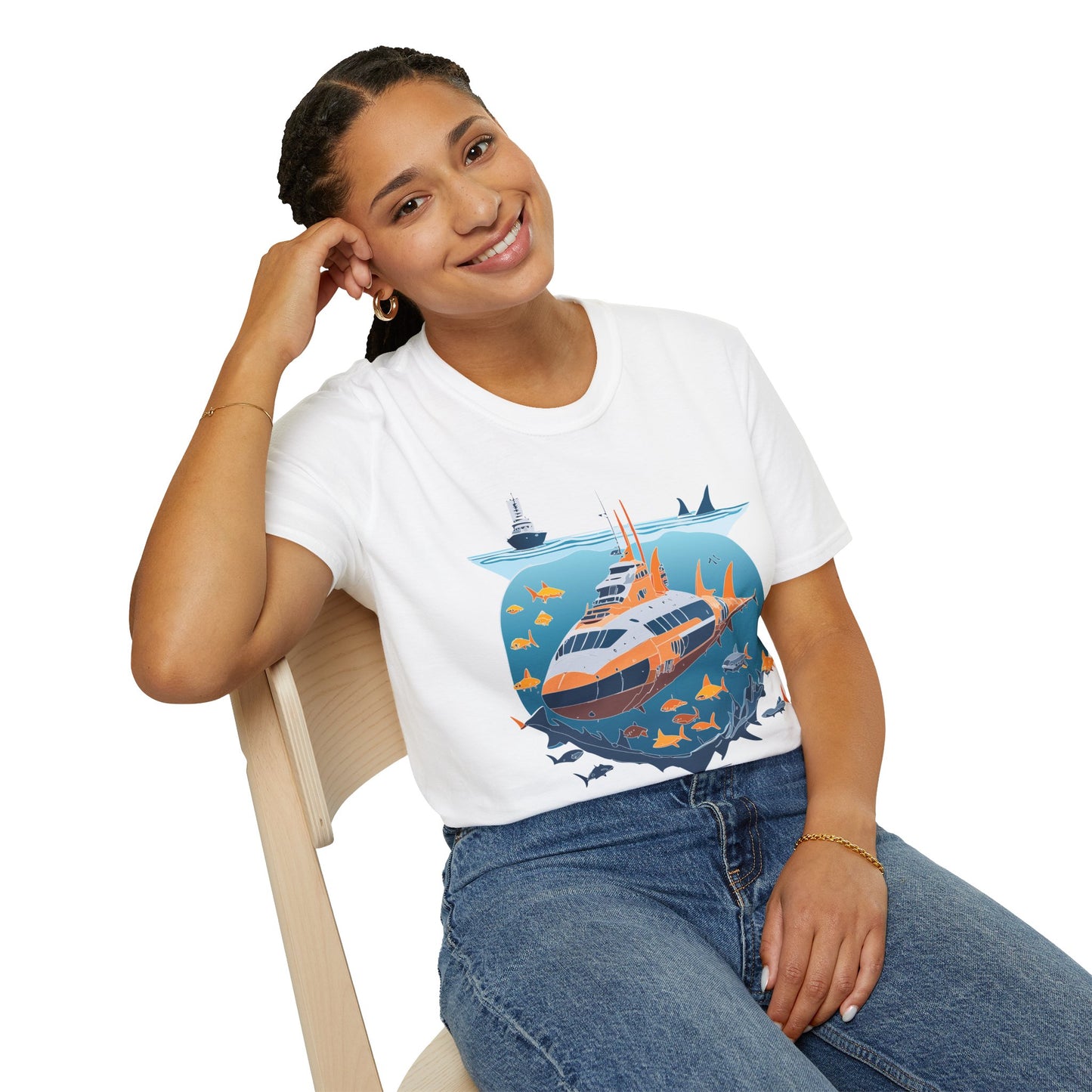 Ocean Tee Shirt, Ocean Shirt, Shirt with Ocean, U boat Tees, Shirt with U-Boat
