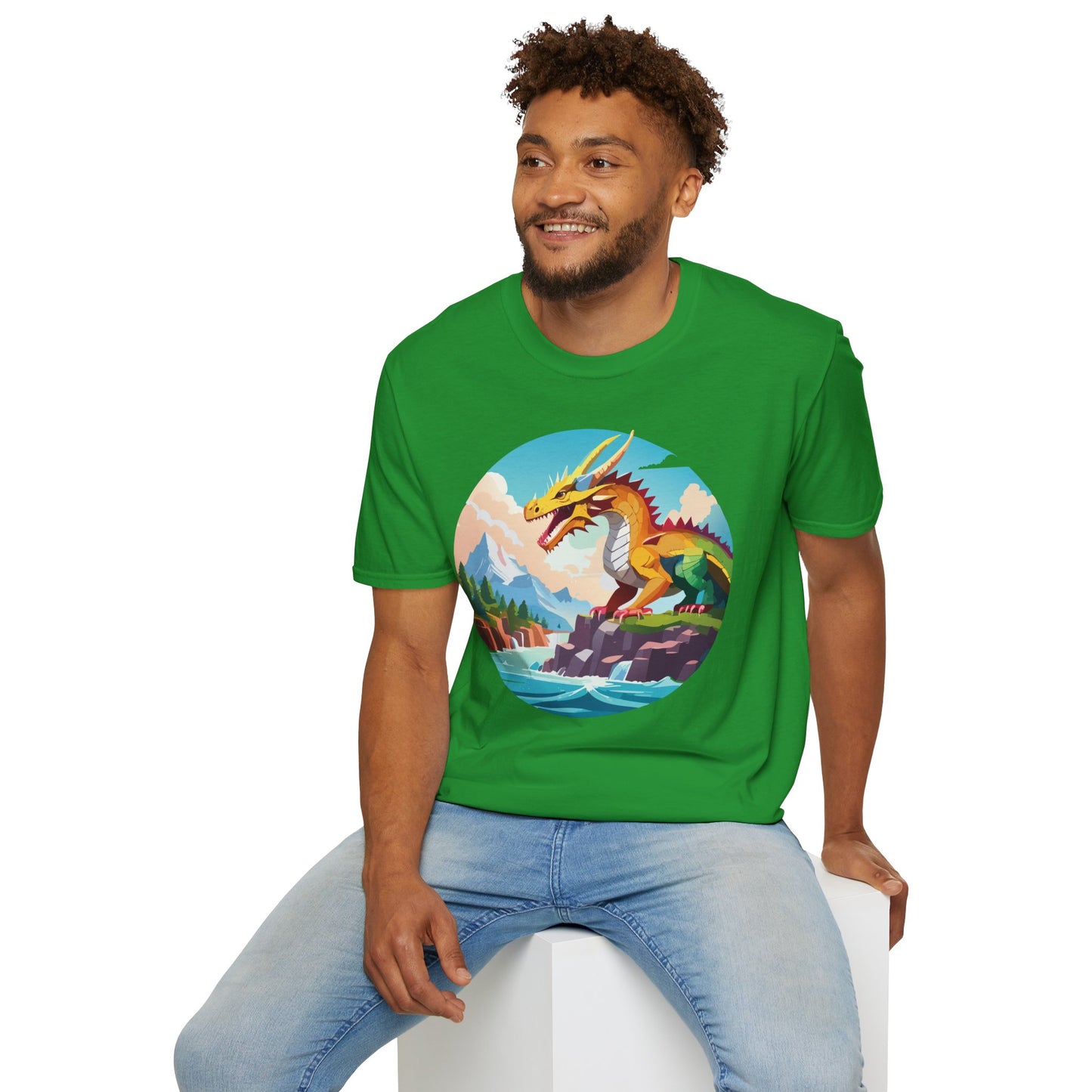 Dragon T Shirt Unisex Softstyle Cotton Tee With Colorful Animal Art Design For Everyday Wear